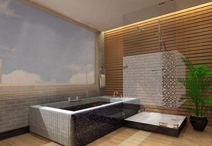 時尚養生館會所單獨浴室裝修設計案例效果圖