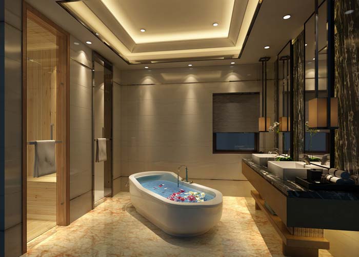 水印城現代新古典別墅浴室裝修設計案例效果圖